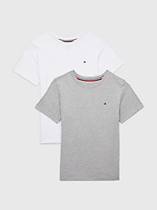 grijs set van 2 jersey t-shirts met ronde hals voor jongens - tommy hilfiger