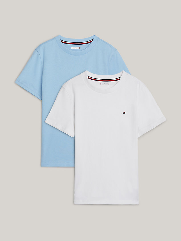 blue set van 2 t-shirts met ronde hals voor jongens - tommy hilfiger