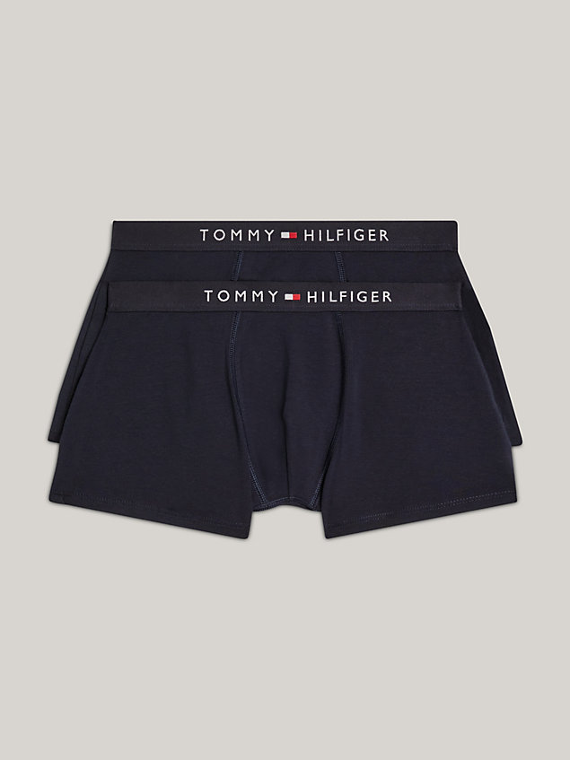 blue 2-pack th original logo waistband trunks for boys tommy hilfiger