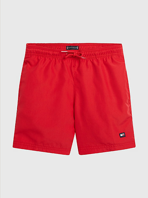red mid length swim shorts for boys tommy hilfiger