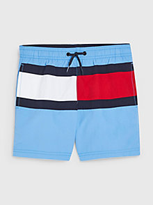 blauw medium lange zwemshort met colour-blocking voor boys - tommy hilfiger