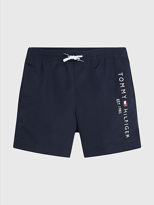 blue th established drawstring mid length swim shorts for boys tommy hilfiger