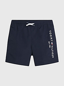 blue th established drawstring mid length swim shorts for boys tommy hilfiger