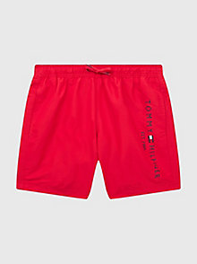 red th established drawstring mid length swim shorts for boys tommy hilfiger