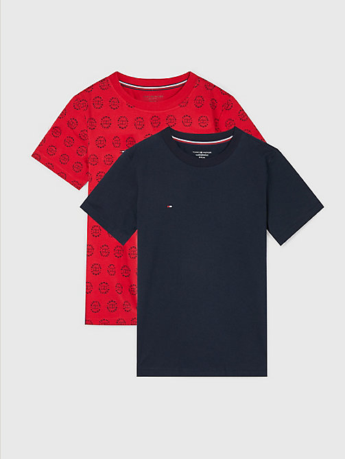 rood set van 2 original t-shirts voor boys - tommy hilfiger