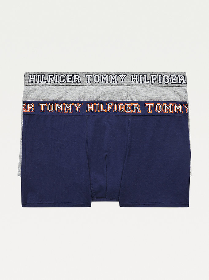 blauw set van 2 boxershorts met logotailleband voor boys - tommy hilfiger