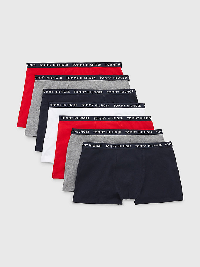 blue 7-pack logo waistband trunks for boys tommy hilfiger
