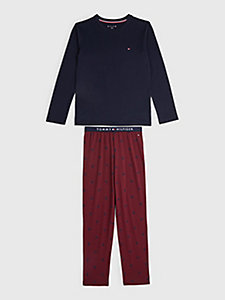 blau pyjama-set aus jersey für jungen - tommy hilfiger
