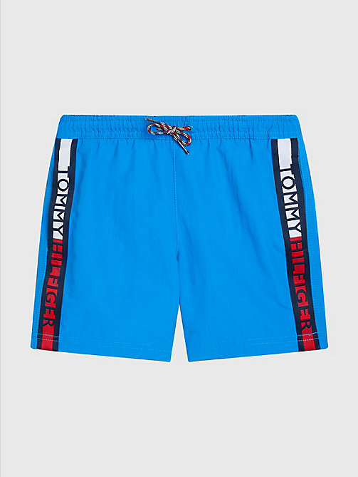 blue logo tape mid length swim shorts for boys tommy hilfiger