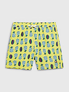 yellow pineapple print mid length swim shorts for boys tommy hilfiger