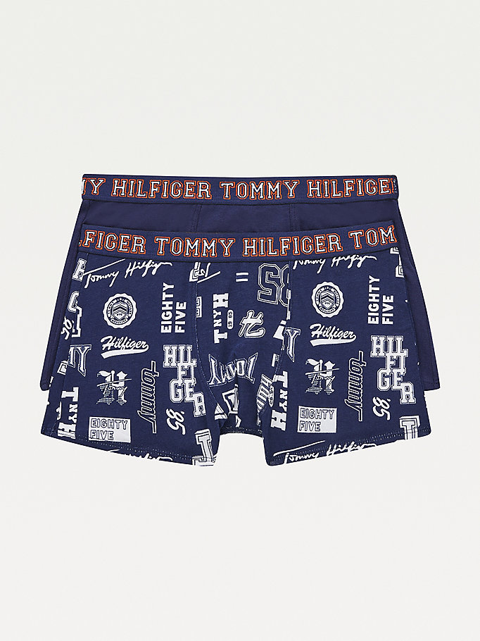 blauw set van 2 boxershorts met logo voor boys - tommy hilfiger
