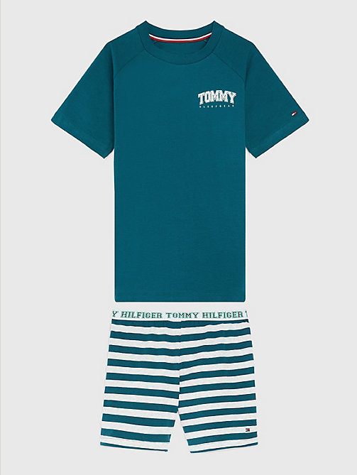 groen pyjamaset met t-shirt en short voor boys - tommy hilfiger
