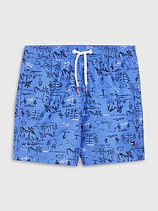 синий плавательные шорты средней длины с принтом для мальчики - tommy hilfiger