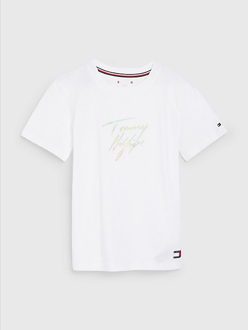 white tommy 85 pastel logo crew neck t-shirt for boys tommy hilfiger