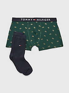 коричневый подарочный комплект: трусы-шорты и носки для мальчики - tommy hilfiger