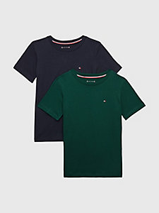 khaki set van 2 t-shirts met ronde hals voor jongens - tommy hilfiger