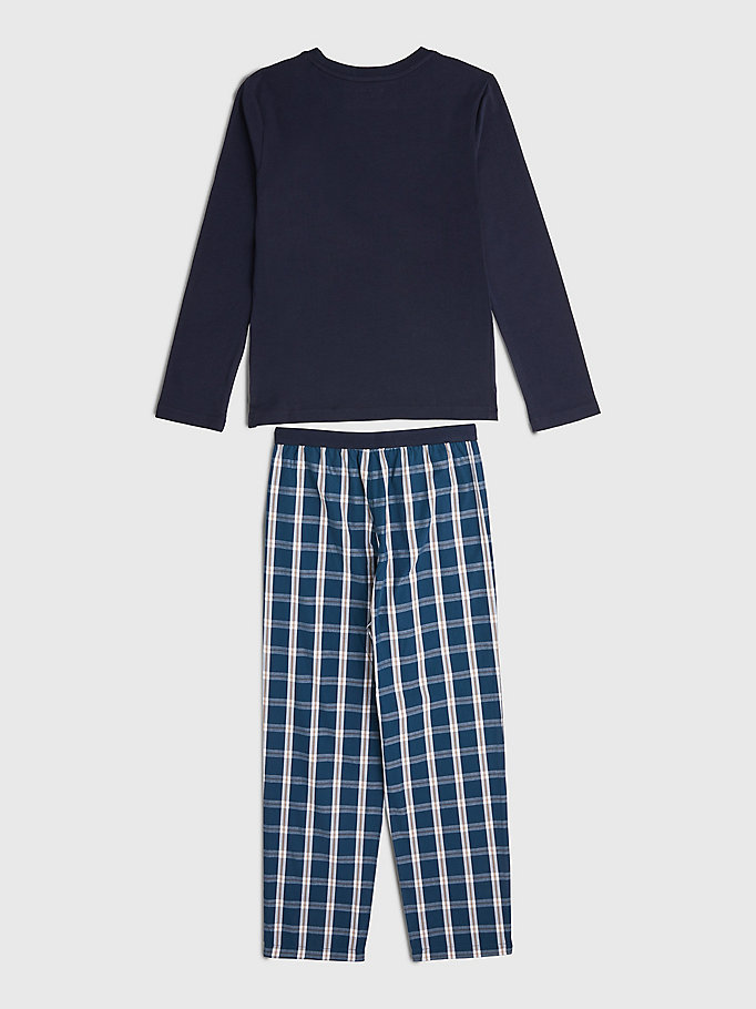 blue logo waistband pyjama set for boys tommy hilfiger