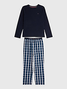 blau pyjama-set mit logo-taillenbund für boys - tommy hilfiger