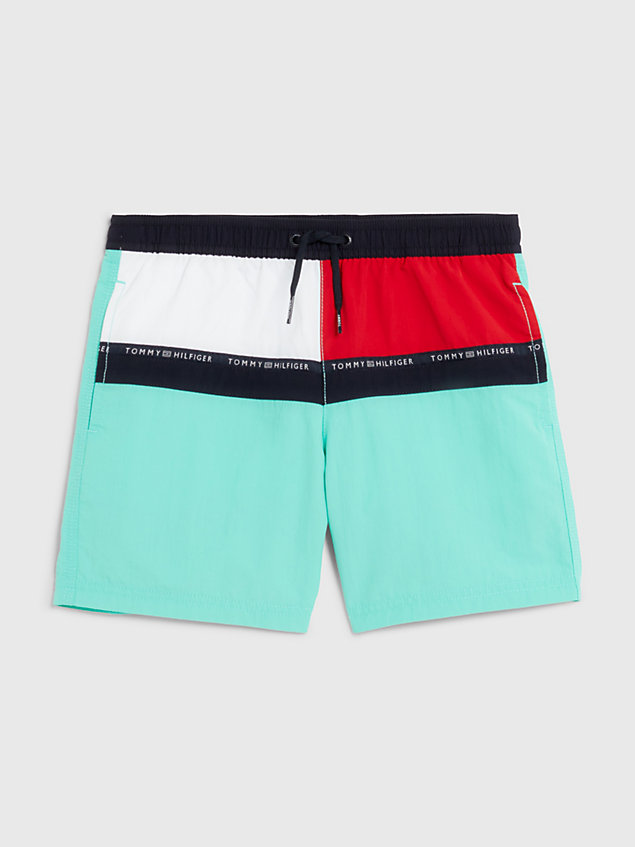 green hilfiger flag mid length swim shorts for boys tommy hilfiger