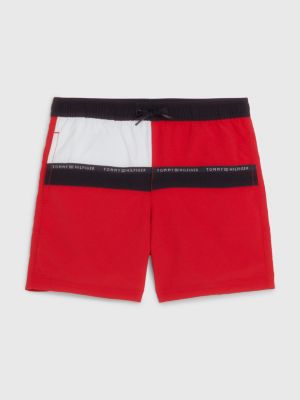 Hilfiger Flag Mid Length Swim Shorts | RED | Tommy Hilfiger