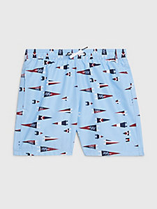 blauw medium lange zwemshort met zeilvlag-patroon voor jongens - tommy hilfiger