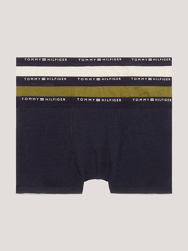 green th original 3-pack repeat logo trunks for boys tommy hilfiger