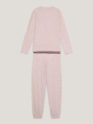 Global Stripe Lounge Jersey Pyjama Set Pink Tommy Hilfiger