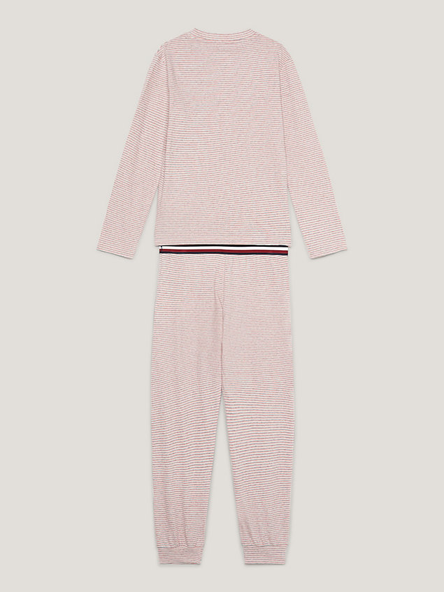 pink global stripe lounge jersey pyjamaset voor jongens - tommy hilfiger