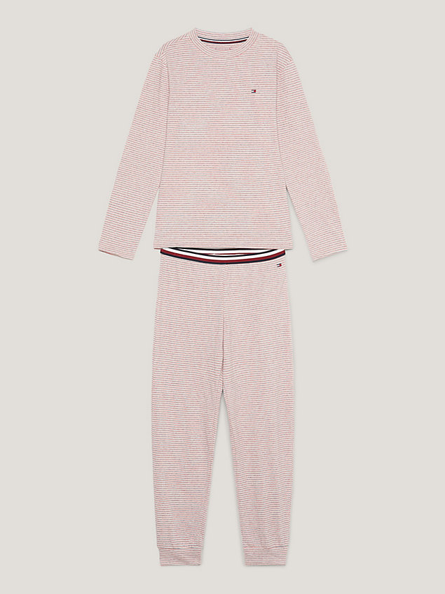 pink global stripe lounge jersey pyjama set for boys tommy hilfiger