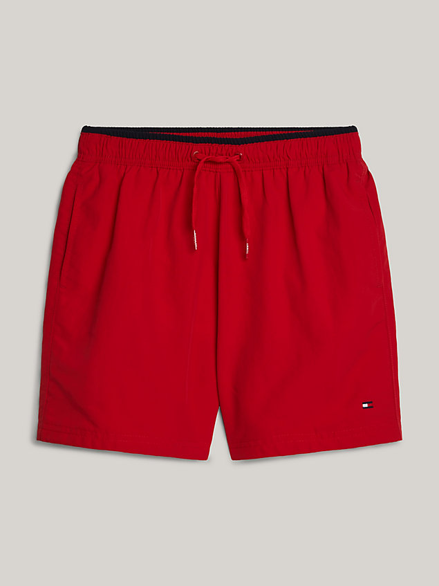 red essential flag embroidery mid length swim shorts for boys tommy hilfiger