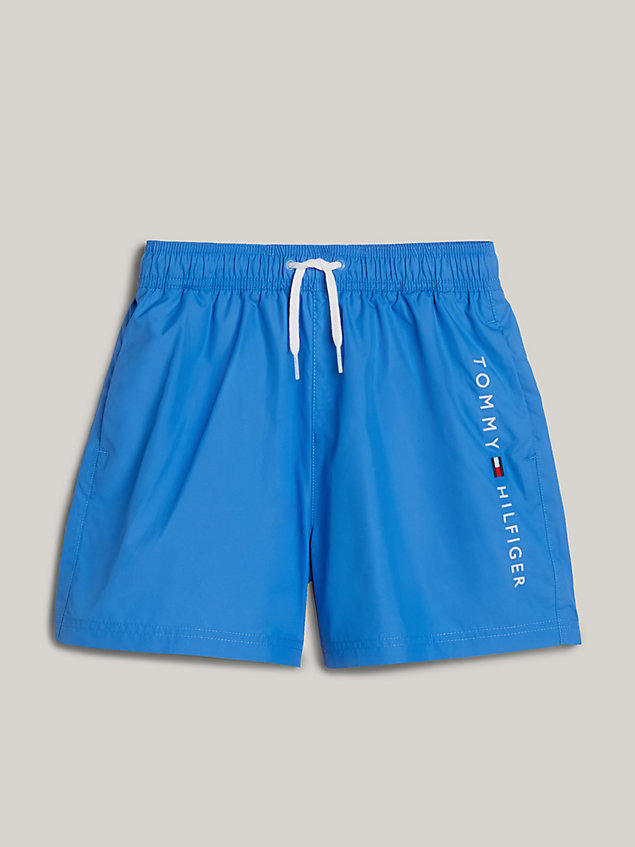 blue original logo mid length swim shorts for boys tommy hilfiger