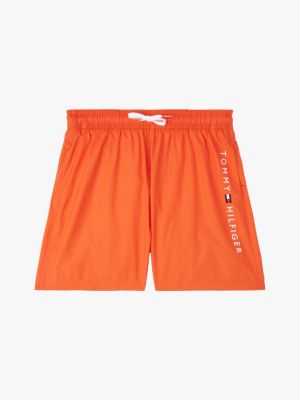 orange original mid length swim shorts for boys tommy hilfiger