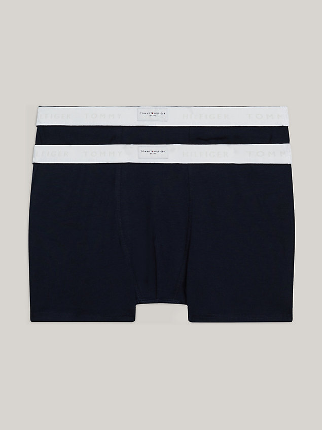 blue 2-pack th established logo waistband trunks for boys tommy hilfiger