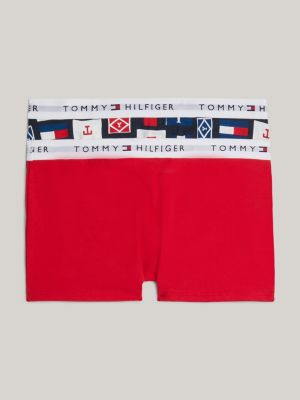 yellow 2-pack signature print logo waistband trunks for boys tommy hilfiger