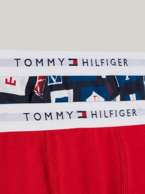 yellow 2-pack signature print logo waistband trunks for boys tommy hilfiger