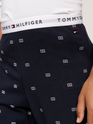 blauw signature pyjamaset met logoprint voor jongens - tommy hilfiger