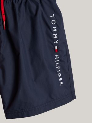 blue original colour-blocked drawstring swim shorts for boys tommy hilfiger