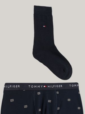 blue signature print trunks and socks gift box for boys tommy hilfiger