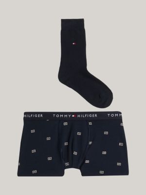 blau signature trunk und socken inkl. geschenkbox für jungen - tommy hilfiger