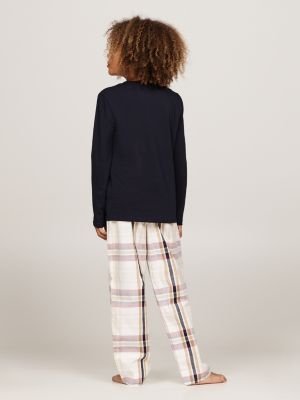 grey signature logo print pyjama set for boys tommy hilfiger