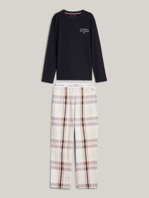 pijama signature con pantalón estampado gris de niños tommy hilfiger