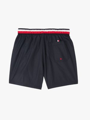 blau mittellange badeshorts mit global-streifen für jungen - tommy hilfiger