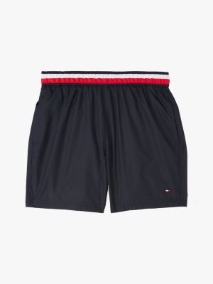 blauw medium lange zwemshort met signature-streep voor jongens - tommy hilfiger