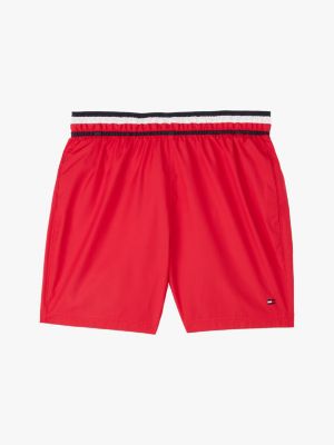 short de bain mi-long global stripe red pour garçons tommy hilfiger