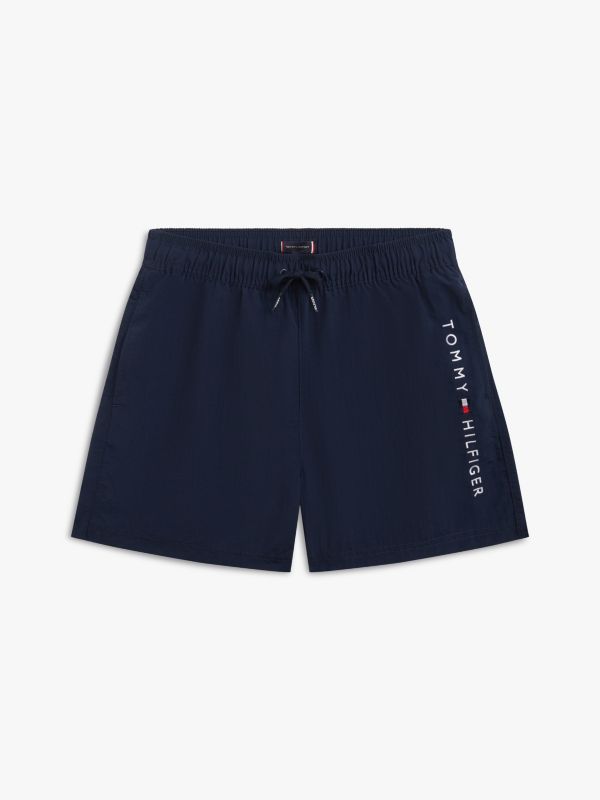 Original Logo Embroidery Mid Length Swim Shorts — Blue