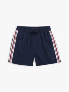 Global Stripe Mid Length Swim Shorts — Blue 1