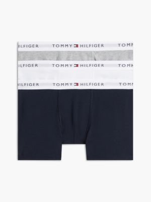 brown 3-pack signature logo waistband trunks for boys tommy hilfiger