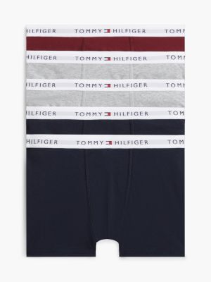 5 pack boxer aderenti signature con logo in vita blue da bambini tommy hilfiger