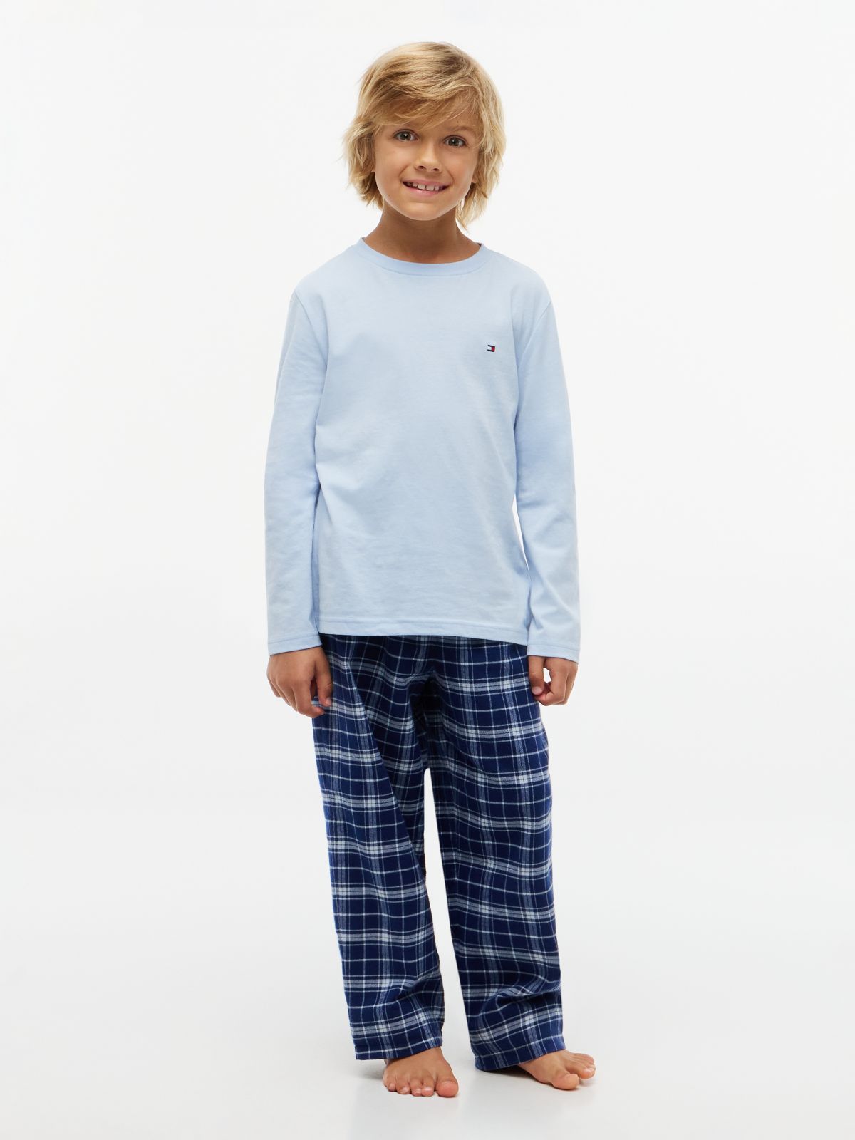 Signature Check Long Sleeve Pyjama Set — Brown