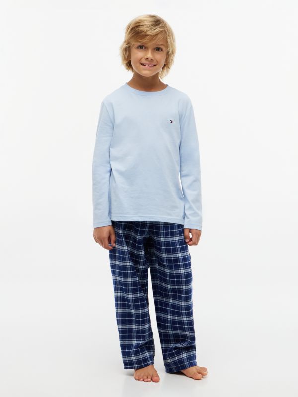 Signature Check Long Sleeve Pyjama Set — Brown